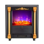 JHSHENGSHI Free-Standing Electric Fireplace Heater 27" H Portable 3D-Burner Electric Stove Logs Heater with Mobile Caster Design 2000W Interior Heater