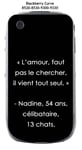 Coque Blackberry Curve 8520 8530 9300 9330 Design Citation l'amour, Faut Pas Texte Blanc Fond Noir