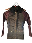 Beadnell Wax Jacket Girl's M (8/9 Years) Olive and  Burgundy