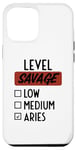 iPhone 14 Pro Max Funny Saying Level Of Savage Aries Zodiac Men Women Sarcasm Case
