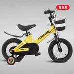 cuzona Children's bicycle boy 2-3-4-6-7 stroller 8 years old baby girl bicycle child medium and large bicycle-12 inches_【Magnesium Alloy】 Premium Yellow Spoke Wheel Free Riding Gift