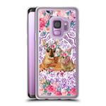 Head Case Designs Official Monika Strigel Fawn Bunny Lace Flower Friends 2 Purple Clear Hybrid Liquid Glitter Compatible for Samsung Galaxy S9