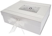 WHITE COTTON CARDS 6th Iron Anniversary Memories of This Year, Large Keepsake Box, Glitter & Words, Wood, 27.2x32x11 cm