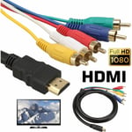 Câble hdmi vers rca, Câble adaptateur convertisseur hdmi vers 5 rca, 1080P hdmi vers av hdtv Adaptateur de convertisseur audio vidéo composite rca