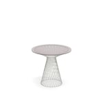 EMU - Heaven Round Table Ø80, Frame: Matt White, Top: Smokey Glass - Matbord utomhus