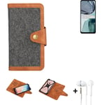 Protective cover + earphones for Motorola Moto G62 5G case, dark grey
