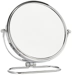 HIMRY Miroir cosmétique Double Face Pliable 20 cm, grossissement x 5, Rotatif à 360 ° Miroir cosmétique, Miroir de Table, 2 miroirs : Un côté Normal et Un côté grossissant (x 5), chromé, KXD3125-5x