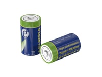 Gembird Eg-Ba-Lr20-01, Engångsbatteri, D, Alkaliskt, 1,5 V, 2 St, Blå, Grön