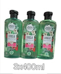 3 x Herbal Essences Bio Renew Purify&Hydrate Strawberry &  Mint Shampoo 3x400ml