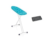 Leifheit Ironing Board Air Board L Solid Shoulder Ironing Boards with mobile Silicone mat, Extra Light Extra large Ironing Board for Smooth Laundry, Turquoise, Iron Board size 130 x 38 x 76-100 cm