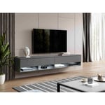 Meuble tv alyx 200 cm (2x100cm) lowboard moderne gris anthracite - Furnix
