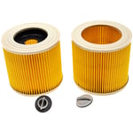 Vhbw - Lot de 2x filtres à cartouche compatible avec Kärcher WD3P Extension Kit, wd 3 Premium aspirateur à sec ou humide - Filtre plissé, jaune