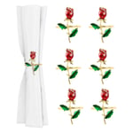 Red Rose Flower Napkin Rings Set of 1/6 Holder for Valentines Day, Wedding Party Daily USE Home Valentine’s Day Dinner Wedding Party Banquet Dinning Propose Marriage Restaurant Hotel Table Decoration