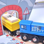 55Pcs Mine Crane & Quarry Wooden Train Car Track Railway Set Toy Brio Compatible