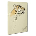 Study Of A Tiger Vol.2 By John Macallan Swan Canvas Print for Living Room Bedroom Home Office Décor, Wall Art Picture Ready to Hang, 30 x 20 Inch (76 x 50 cm)