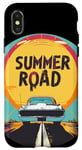 Coque pour iPhone X/XS Joli chat sur la route d'été pour les amateurs de vacances