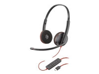Poly Blackwire C3220 - 3200 Series - headset - på örat - kabelansluten - USB-C - svart - Skype-certifierat, Avaya-certifierad, Cisco Jabber-certifierad