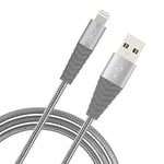 JOBY Lightning Charging and Synchronization Cable, 1.2m Length, Space Gray, Compatible with iPhone, iPad and iPod, MFi Certified, USB-A to Lightning Cable