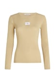 Woven Label Tight Sweater Tops T-shirts & Tops Long-sleeved Beige Calvin Klein Jeans
