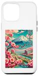 Coque pour iPhone 14 Pro Max Poster de voyage vintage du Japon Mount Fuji