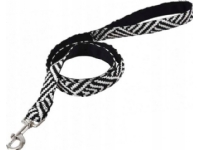 Barry King Hundkoppel, i slitstarkt tyg, Aztec-mönster, vit-sort rand, 2,5x120cm