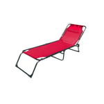 Chaise Longue Pliante Rouge | Chaise Longue Jardin Exterieur 190 x 27 x 58 cm | Chaises Longues Pliantes Extérieur - Marbueno