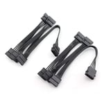 SovelyBoFan 2PCS molex 4Pin IDE to 5 SATA 15Pin Hard Drive Power Supply Splitter Cable for DIY PC Sever 18AWG 4-Pin to 15-Pin Power