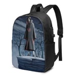 Lawenp Uchiha Sasuke and Uchiha Itachi Laptop Backpack- with USB Charging Port/Stylish Casual Waterproof Backpacks Fits Most 17/15.6 Inch Laptops and Tablets/for Work Travel School