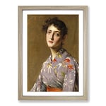 Big Box Art William Merritt Chase Lady in a Japanese Costume Framed Wall Art Picture Print Ready to Hang, Oak A2 (62 x 45 cm)