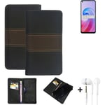 Wallet Case + headphones for Oppo A96 Protective Cover Brown