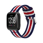 Fitbit Versa träningsklocka armband rem vävd nylon - Röd vit blå