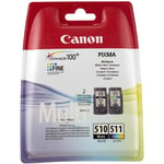 Canon PG-510 Black & CL-511 Colour Ink Cartridges For PIXMA MP250 MX410 MX340