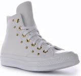 Converse A06808C Chuck 70 Hi Top Studded Leather Shoe White Gold Womens UK 3 - 8