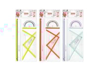 Herlitz 11368222 - Gradskiva - Linjal - Triangel - 4 Delar - Flerfärgad - 30 Cm - 10 Cm - Transparent Förpackning (11368222)
