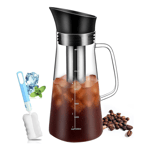 Iced Coffee Maker Machine Durable Glass and Airtight Lid Coffee Pot 1.2L E8T4
