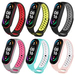 MIJOBS 6 Pieces Straps + 2 Pieces TPU Protections, Straps for Mi Band 5 Replacement Bracelet Miband 6 Straps Soft Silicone Bracelets Waterproof Strap for Xiaomi Band 5/6, Amazfit Band 5 Straps