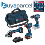 Bosch 18v 3pc Brushless Kit - Combi Drill Impact Driver Wrench + Grinder 2 x 5ah