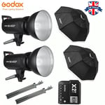 2PCS Godox SK400II 400Ws 2.4G X System Strobe Flash + Softbox+X2T-C For Canon UK