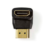 HDMI Adapter | HDMI Kontakt | HDMI Utgång | Guldplaterad | Vinklat 90° | ABS | Svart | 1 st. | Låda