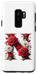 Galaxy S9+ Red Rose Roses Flower Floral Design Monogram Letter N Case