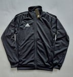Adidas Track Tracksuit Jacket Top Mens Small Black Pockets Full Zip
