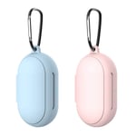 Hemobllo Compatible for Samsung Galaxy Buds Plus Earphone Box Silicone Case Protective Compact Earbuds Case for Women Men 2 Pcs (Pink+Sky-Blue)