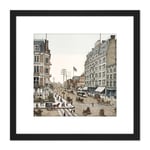 Magnus New York Broadway 42nd Street Junction Engraving 8X8 Inch Square Wooden Framed Wall Art Print Picture with Mount