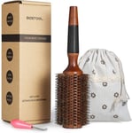 BESTOOL round Brush for Blow Drying, Boar Bristle round Hair Brush with Wooden B