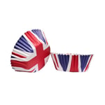 60pc Union Jack Medium Cupcake Cases Petit Four Greaseproof Paper UK Flag Design