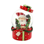 Dekohelden24 Boule à Neige Père Noël sur boîte Cadeau Rouge Socle L/l/H/Ø 6,5 x 6,5 x 10 cm Ø 6,5 cm