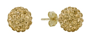 Revere 9ct Yellow Gold Champagne Crystal Ball Stud Earrings female