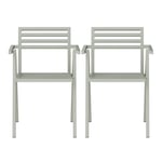 NINE - 19 Outdoors - Stacking Arm Chair Set of 2, Grey - Matstolar utomhus - Butterfield Brothers - Grå - Metall