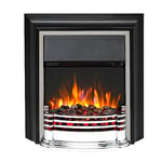 Dimplex Detroit Deluxe Optiflame Freestanding Fire, Electric Fireplace with LED Flame Effect, Variable Flame Brightness, Real Coal or White Pebble Fuel Beds and Adjustable 2kW Heater