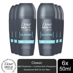 Dove Men+Care Roll On Classic AntiPerspirant Deodorant 48H Protection, 6x50ml